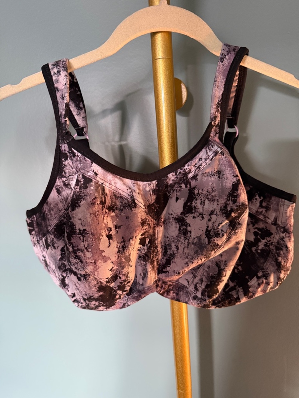Freya Black and Pink Abstract Support Sports Bra UK 32GG